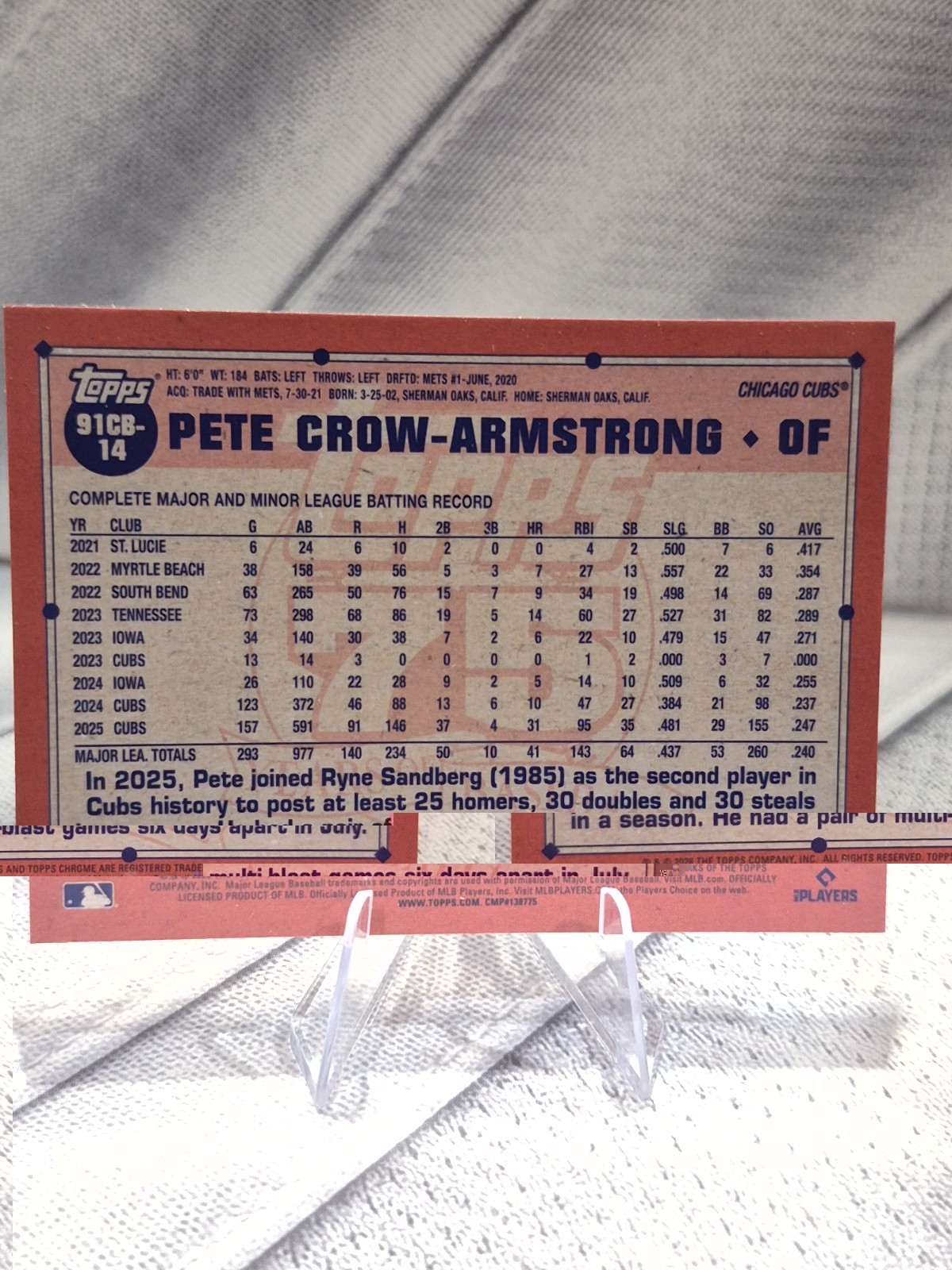 2026 Topps Chrome 75 Years of Baseball Pete Crow-Armstrong Cubs 91CB-14