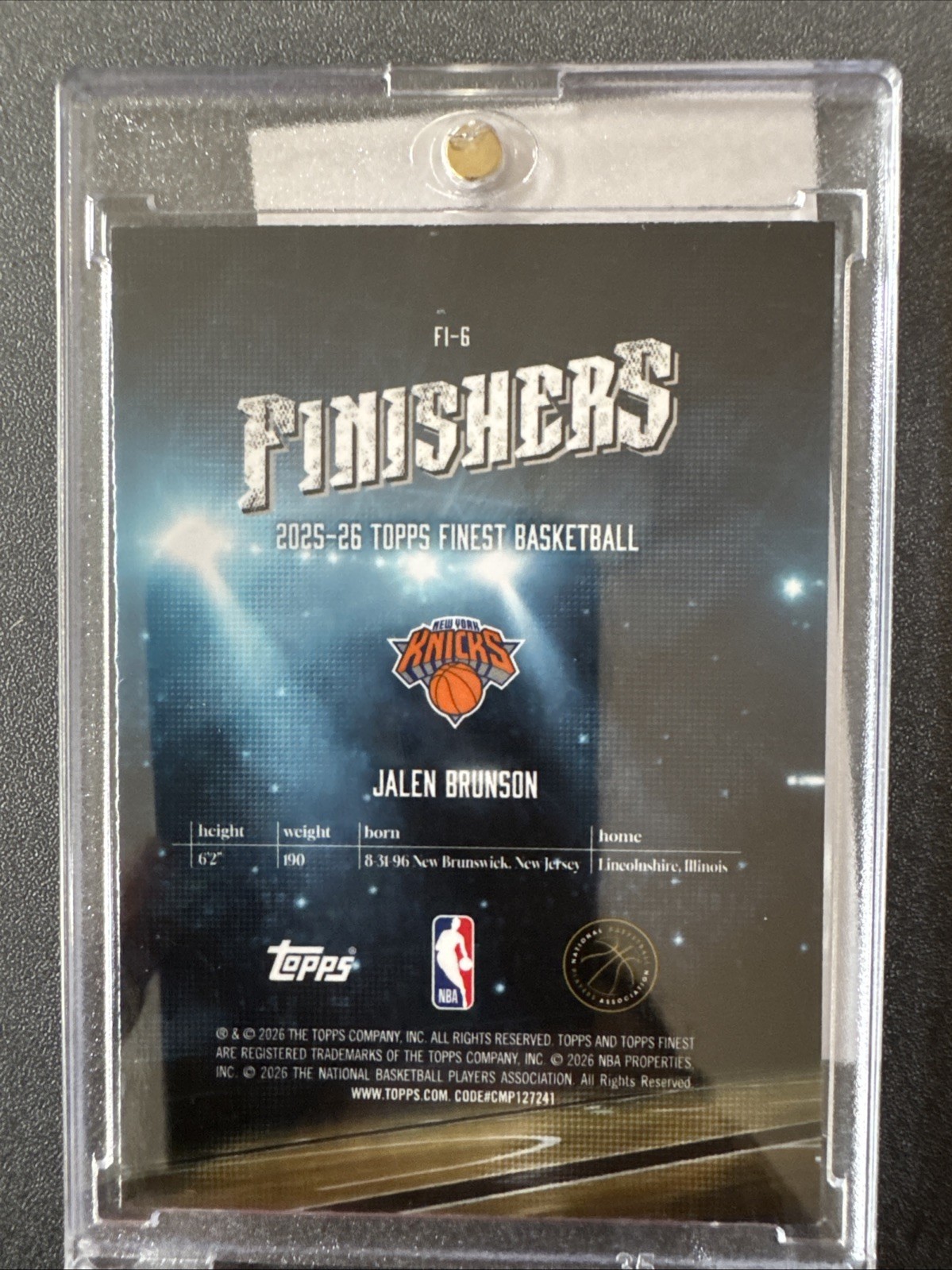 Jalen Brunson 2025-26 Topps Finest Basketball Finishers Purple #F1-6 /125