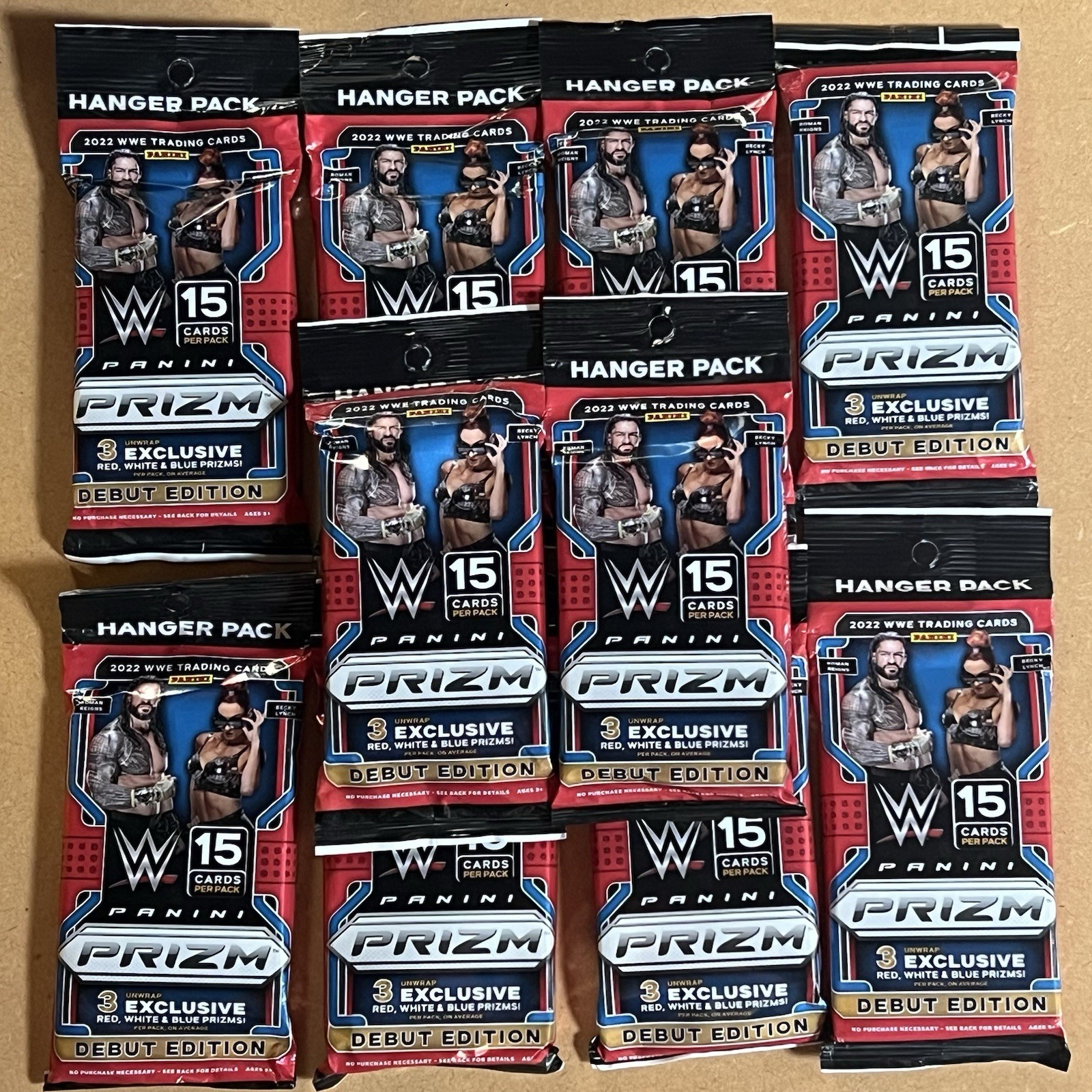 (LOT OF 10) 2022 Panini Prizm WWE Wrestling Jumbo Fat Hanger Pack Factory Sealed