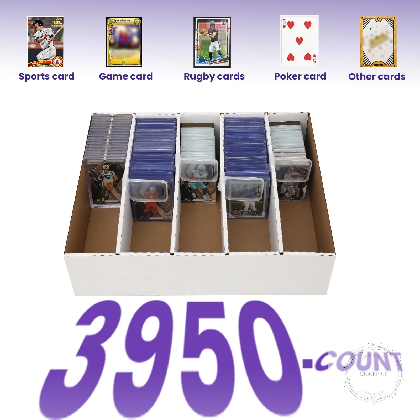 2 PACK Sports Card Box 3940 Count Cardboard Trading Card Storage Box,Bulk Card