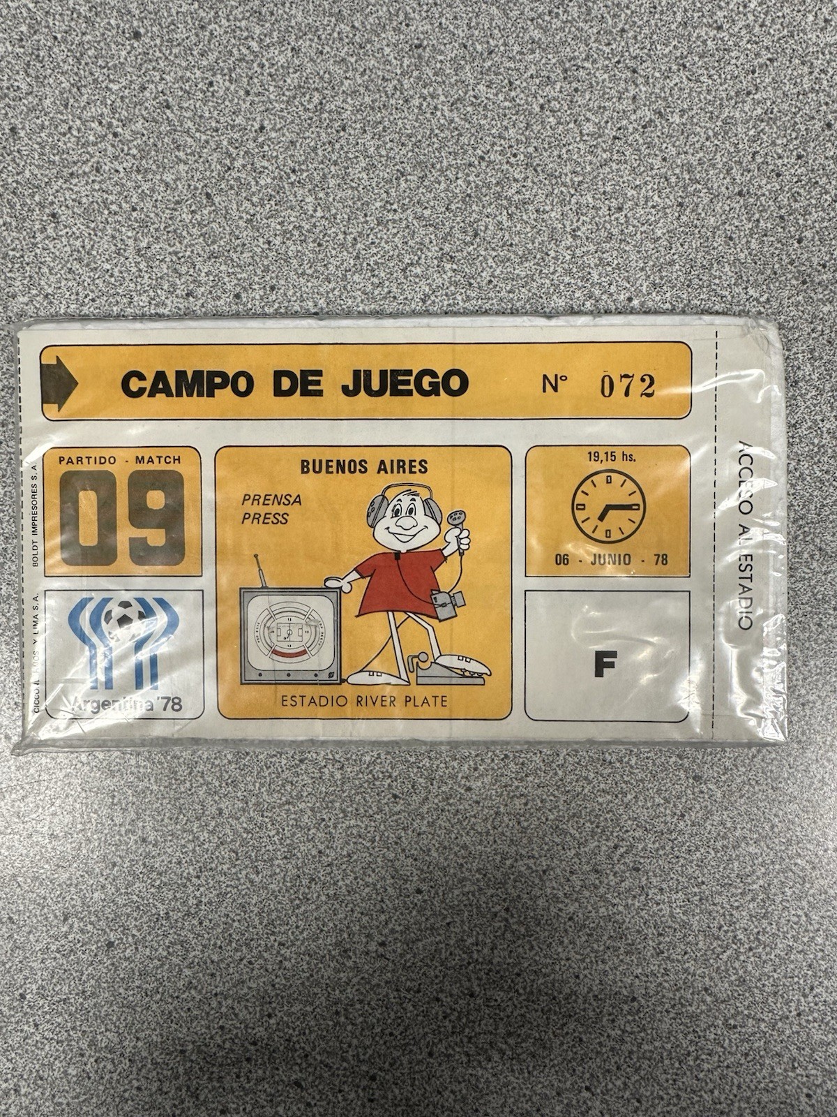 1978 World Cup Argentina Game 9 Arg Vs Peru Press Pass Estadio River Plate