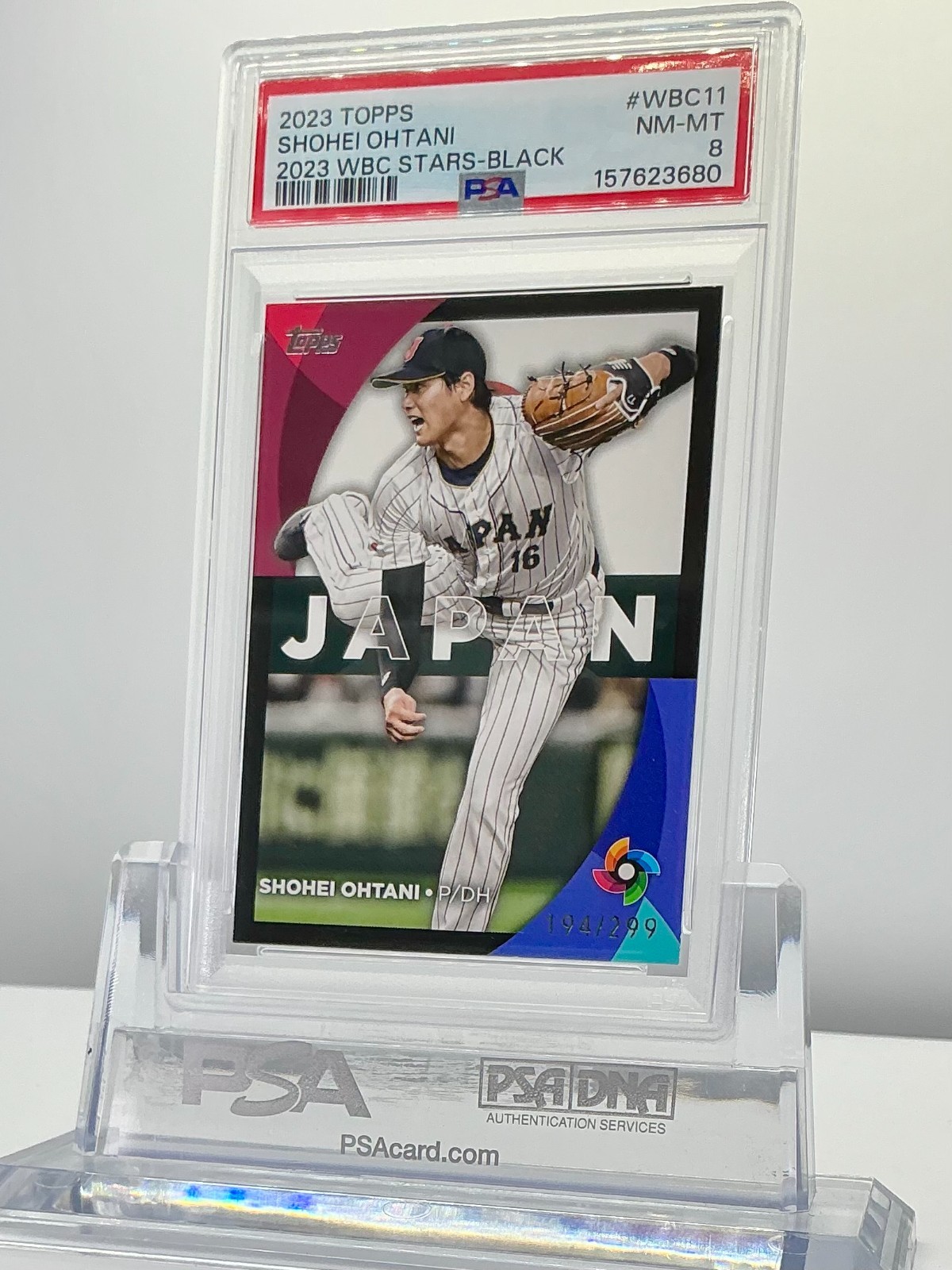 SHOHEI OHTANI 2023TOPPS WBC STARS-BLACK(/299) #WBC11 PSA8!POP12!