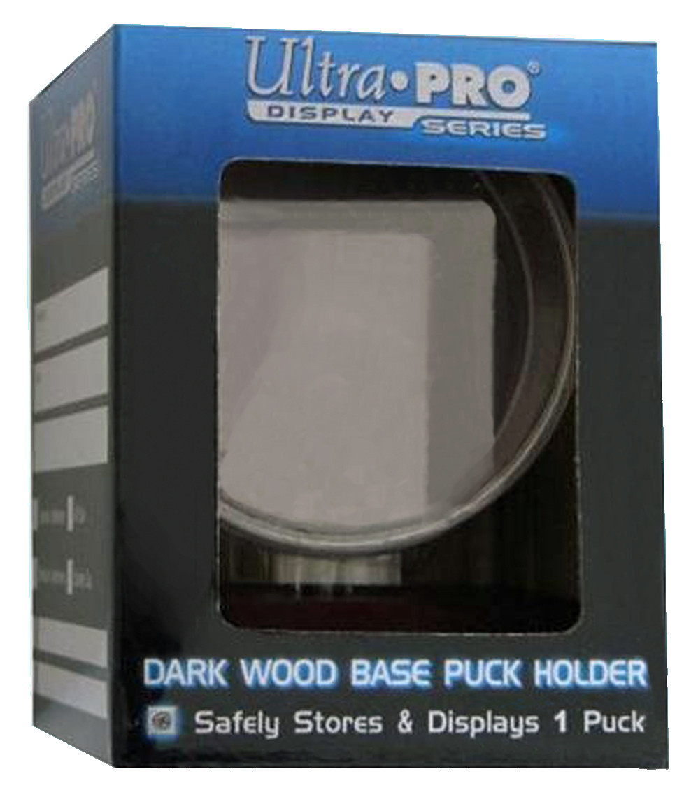 Ultra Pro Dark Wood Base Hockey Puck Display Stand Acrylic Case Holder New
