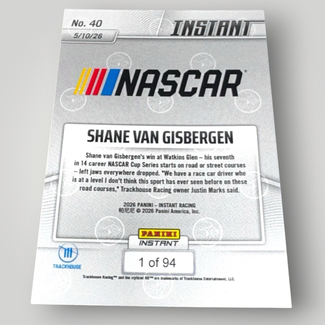 Shane van Gisbergen ROAD DOMINANCE 2026 Panini Instant NASCAR #40 card 1 of 94