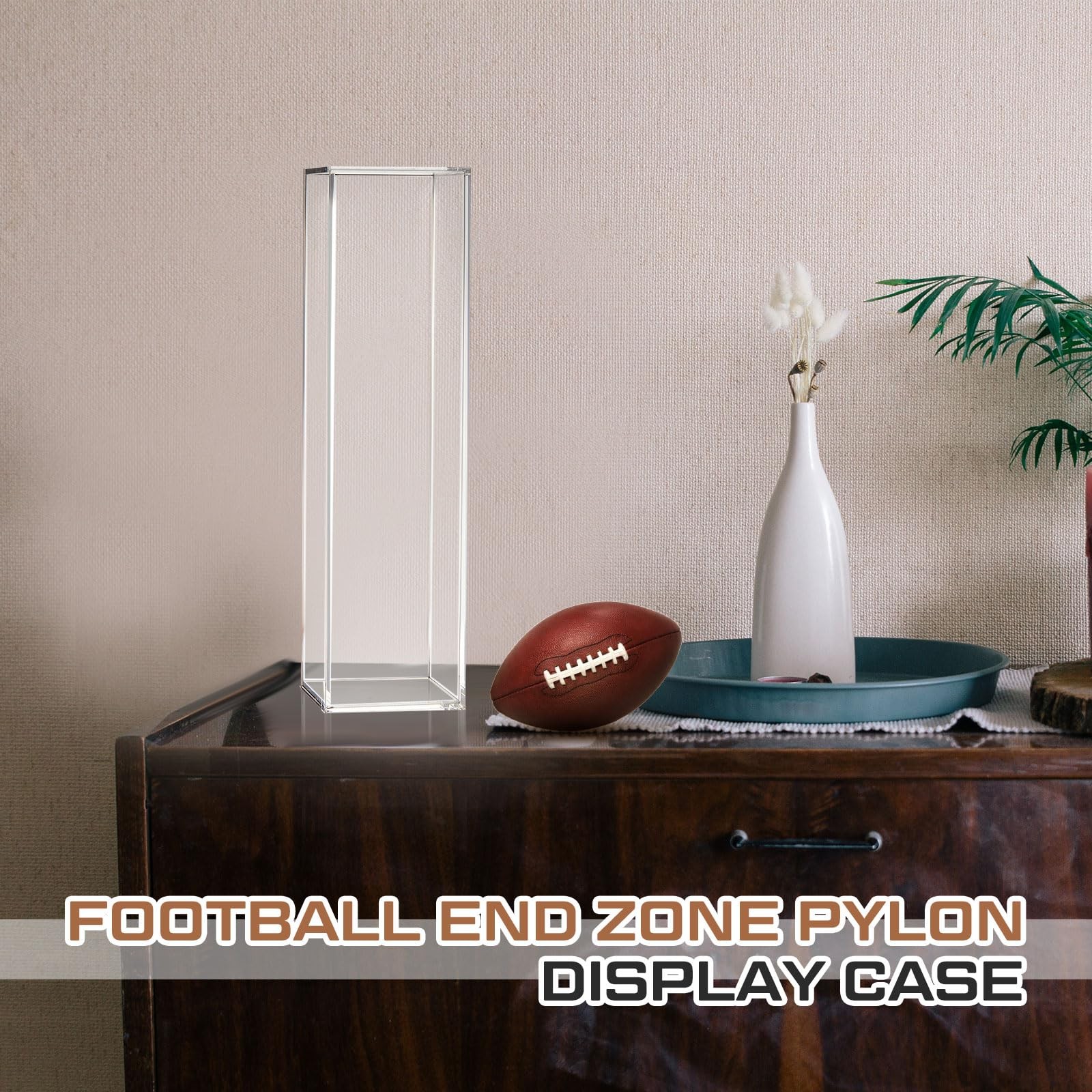 Acrylic Football End Zone Pylon Display Case Large 18.7 x 5 x 5 Inches Storag…