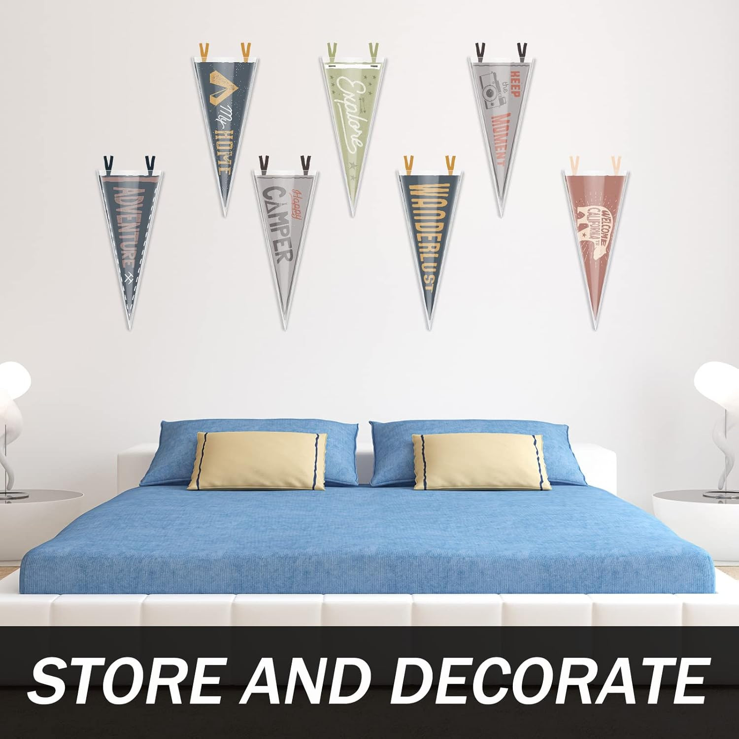 24 Pcs Soft Pennant Protective Sleeves Pennant Frame Holder for Display 12″ X 30