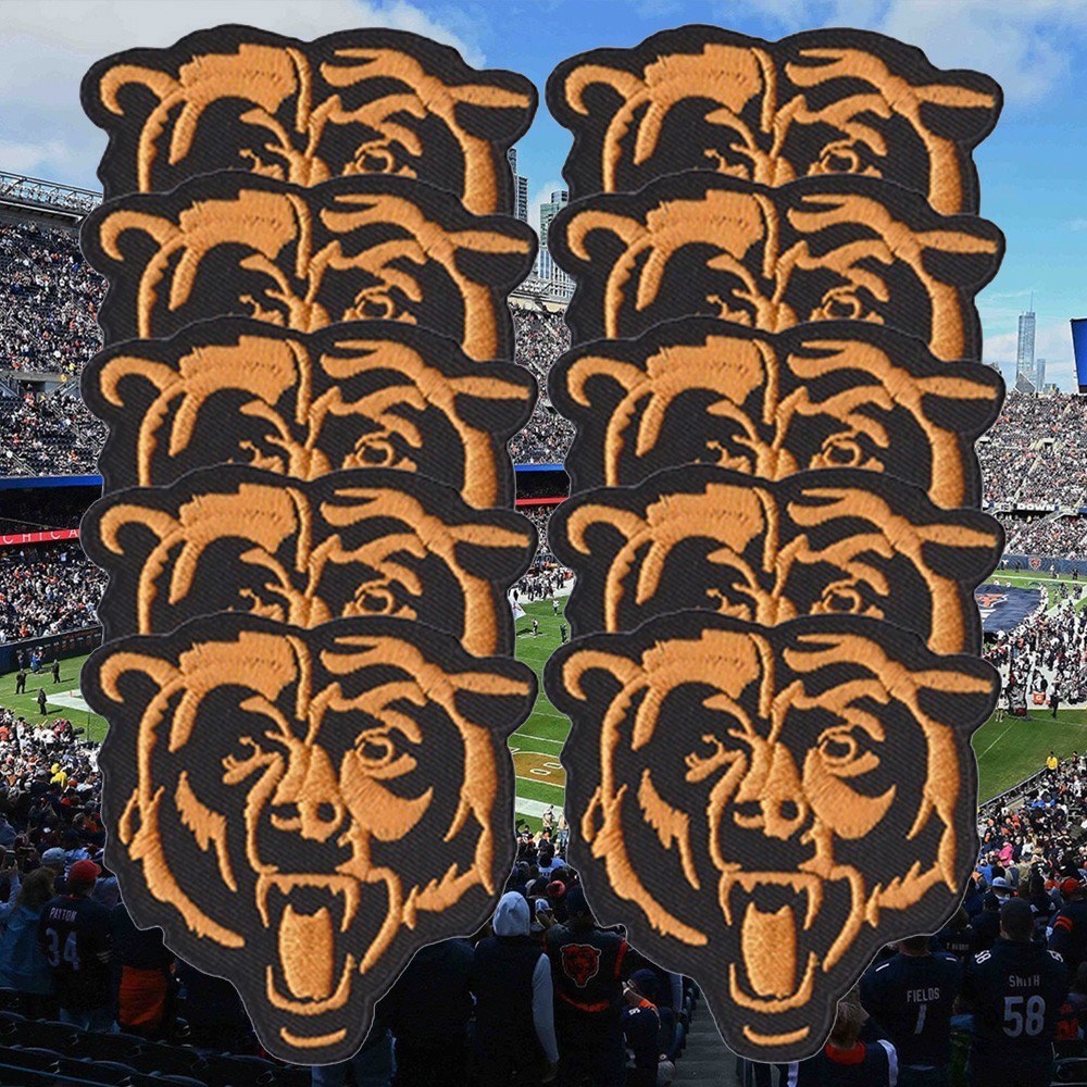 10 pcs Chicago Bears Nation Football Logo Size 3.2 in x 3.0 in Sew Iron On Patch