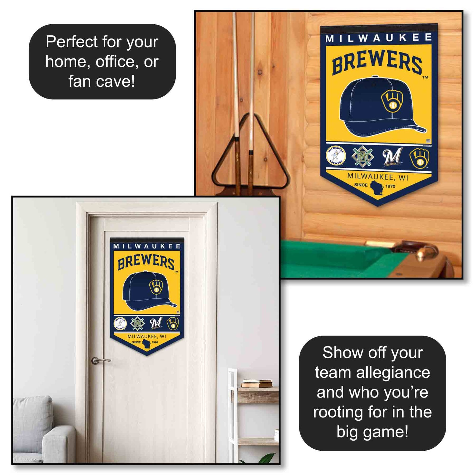 Milwaukee Brewers History Heritage Logo Banner Flag