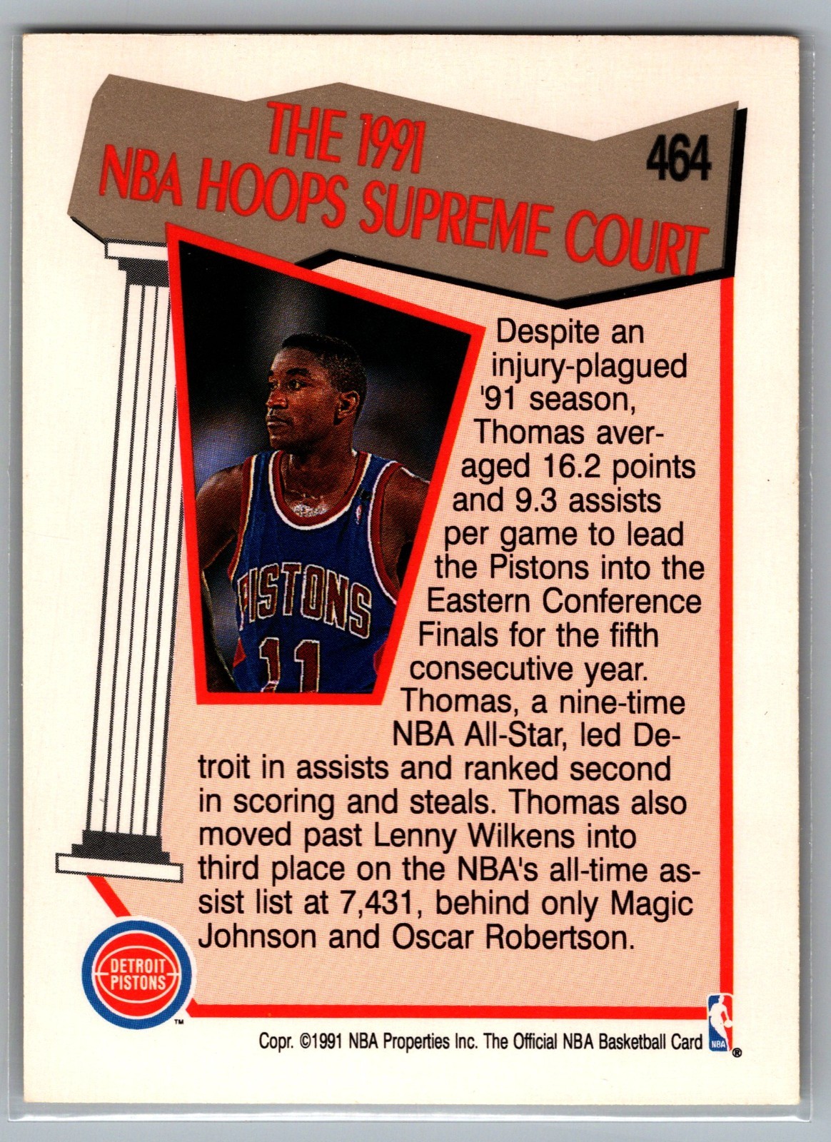 1991-92 NBA Properties Isiah Thomas [Base] Base Set