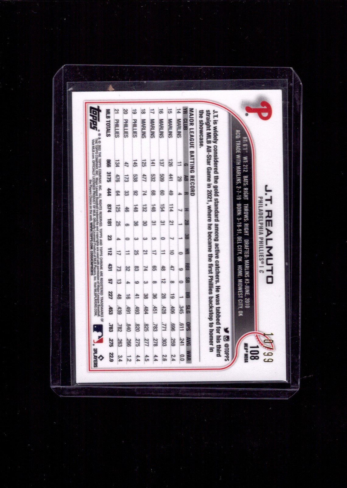 2022 Topps Chrome Logofractor Edition #108 J.T. Realmuto Green #/99