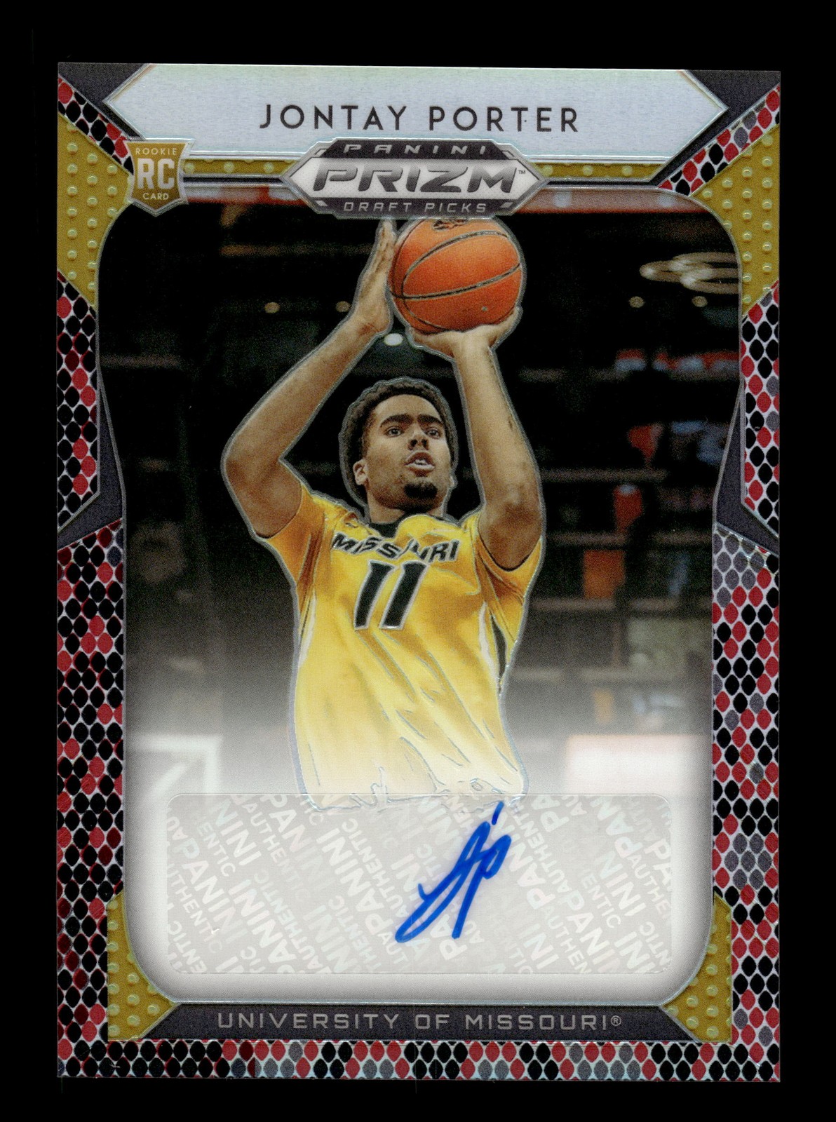 2019 Panini Prizm Draft #74 Jontay Porter Auto ROOKIE RC Red Black Snake Skin