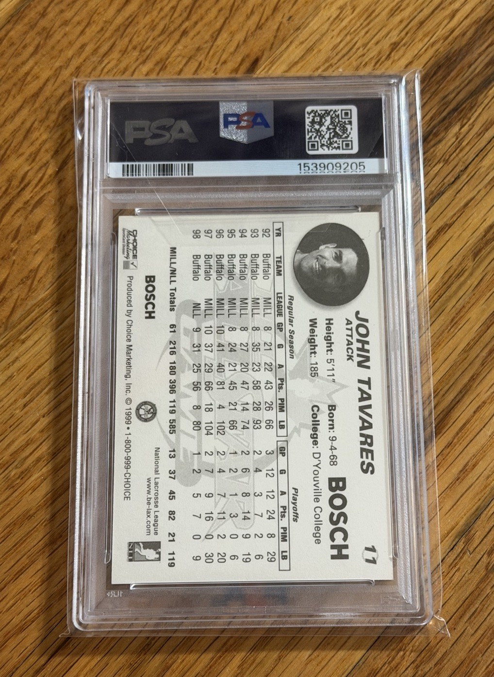 1999 Choice NLL All Stars Lacrosse John Tavares PSA 8