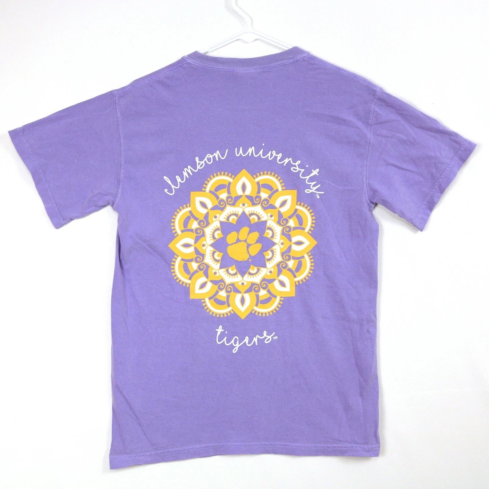 Clemson Tigers Comfort Colors T-Shirt Geometric Purple Small Womens