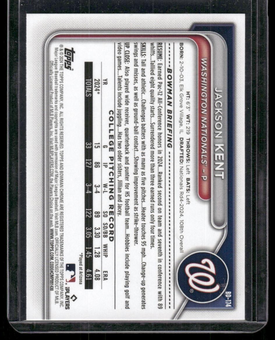 2024 Bowman Draft #BD-174 Jackson Kent Blue Border #/150
