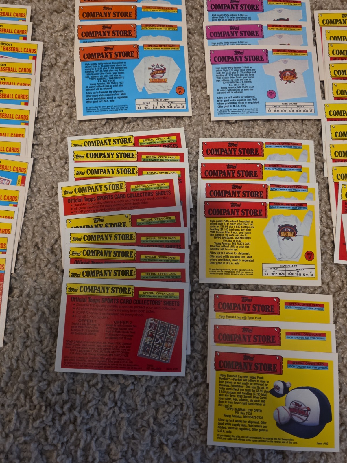 1988 – 1991 TOPPS CONTEST “COMPANY STORE” & MORE INSERTS 68 In Total.