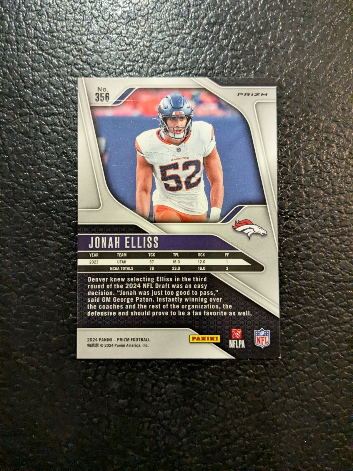 Jonah Elliss 2024 Panini Prizm Red White and Blue #356 RC Denver Broncos