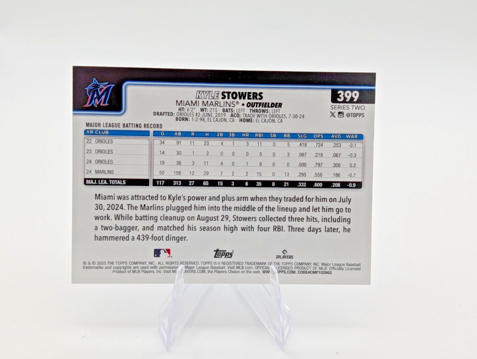 2025 Topps Series 2 – Kyle Stowers #399