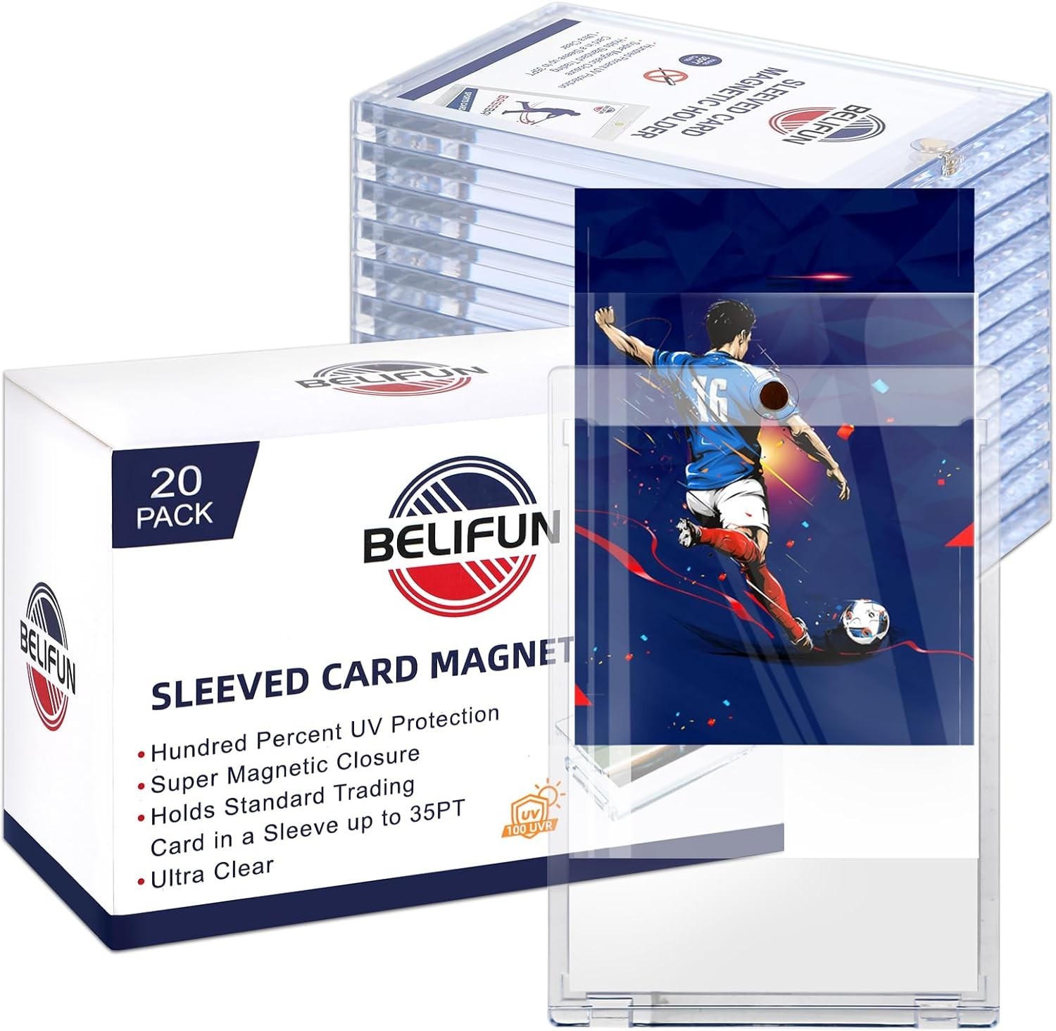 Clear Acrylic 20-Pack Magnetic Trading Card Cases – Preserves Collection