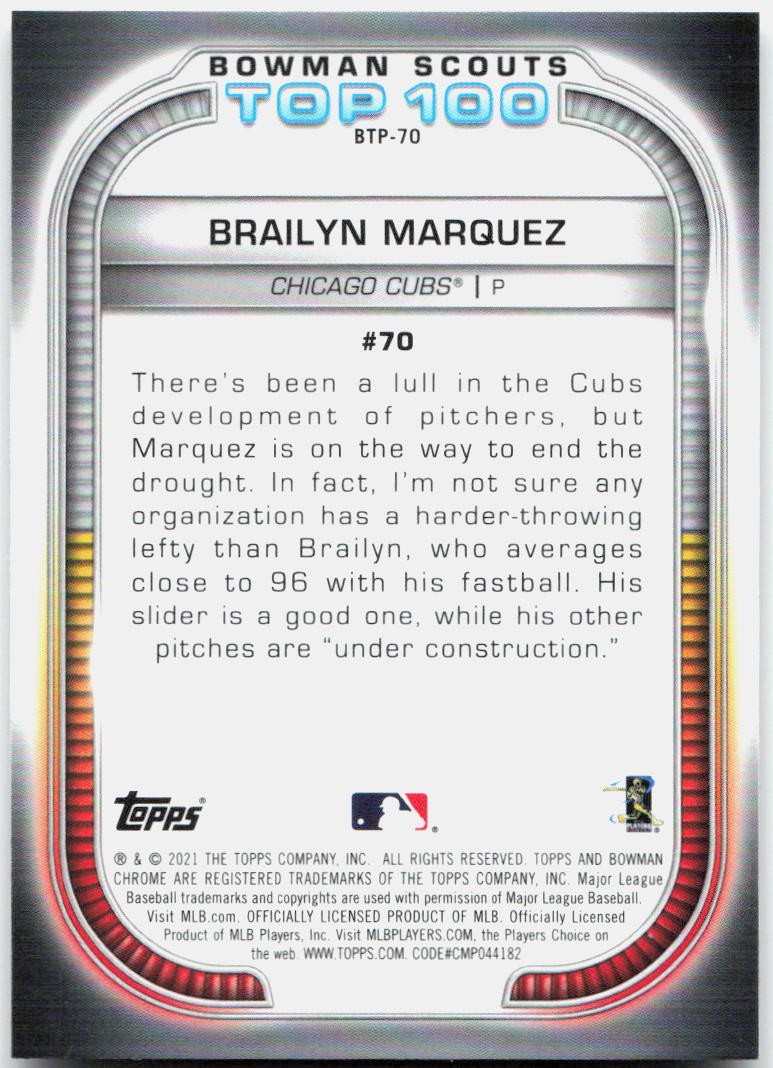 Brailyn Marquez Bowman Scouts Top 100 BTP-70 NM