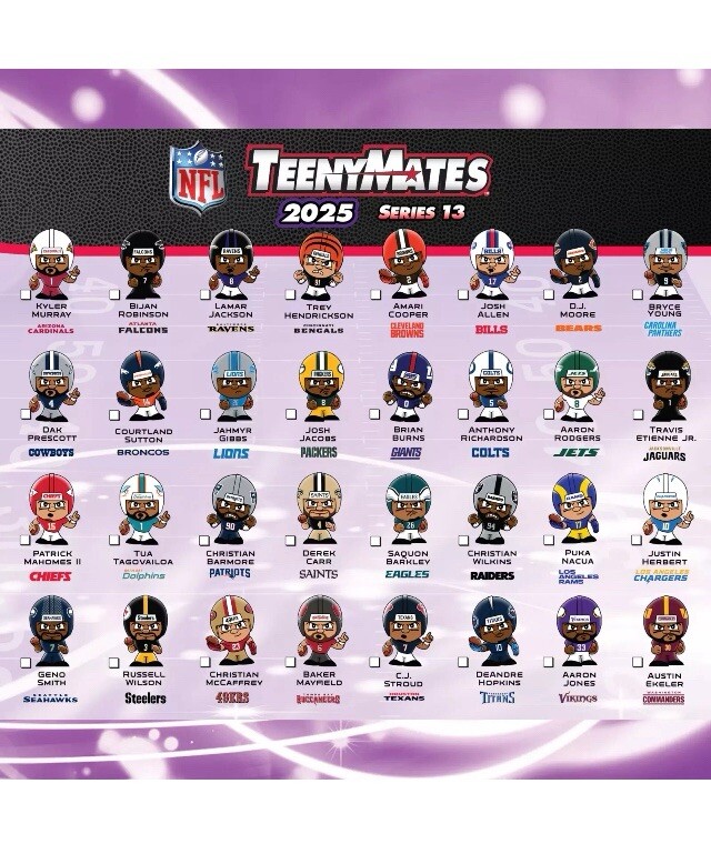 2025 NFL TeenyMates Series 13 Player Figures Lot of 4 Blind Factory Sealed Packs