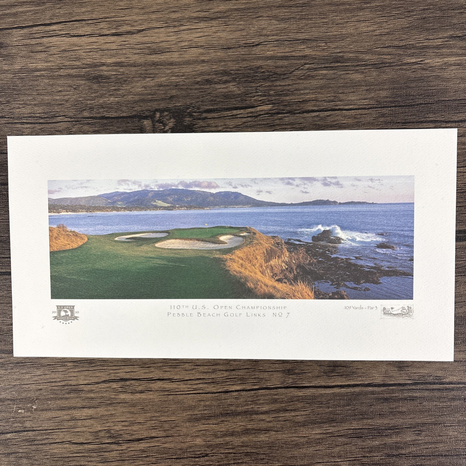 Letter & Print For USGA Members 7th Hole Pebble Beach 2010 US Open 10.5” x 5.5”