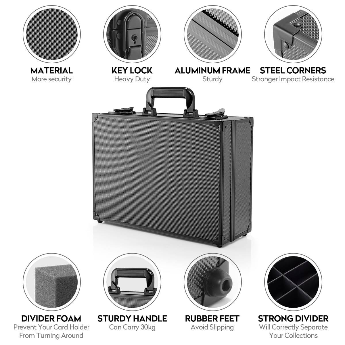 Top Loader Case, Trading Card Storage Box with Key Lock for Sports Cards, Tra…