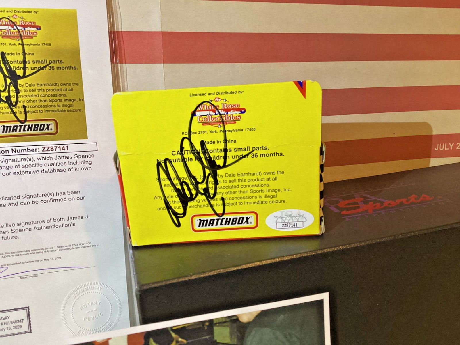 DALE EARNHARDT SIGNED 1995 LIMITED EDITION 1:64 MATCHBOX JSA LETTER AUTHENTICITY