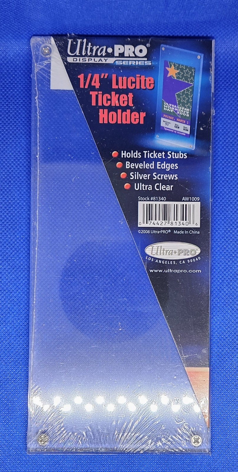 (5) Ultra Pro 1/4″ Lucite Ticket Holder – Acrylic Display Slab – Beveled Edges!