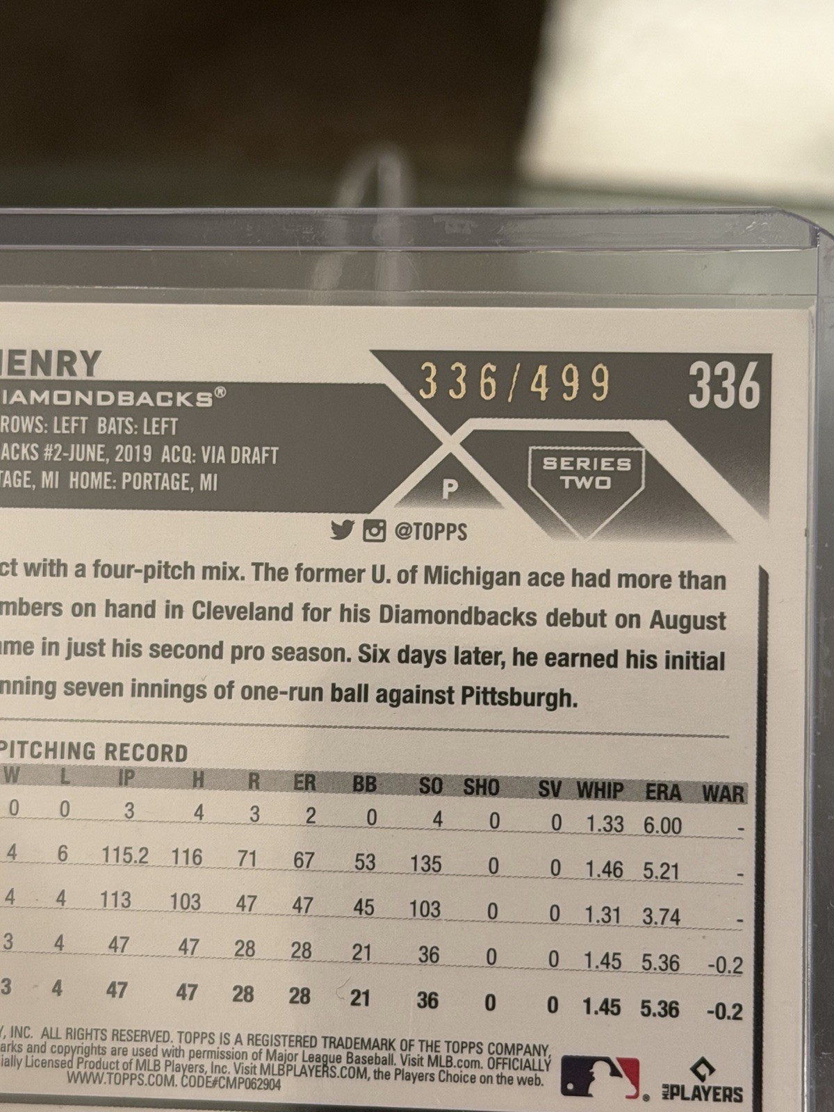 2023 Topps Series 2 #336 Tommy Henry Rookie RC Green Foil Foilboard 336/499