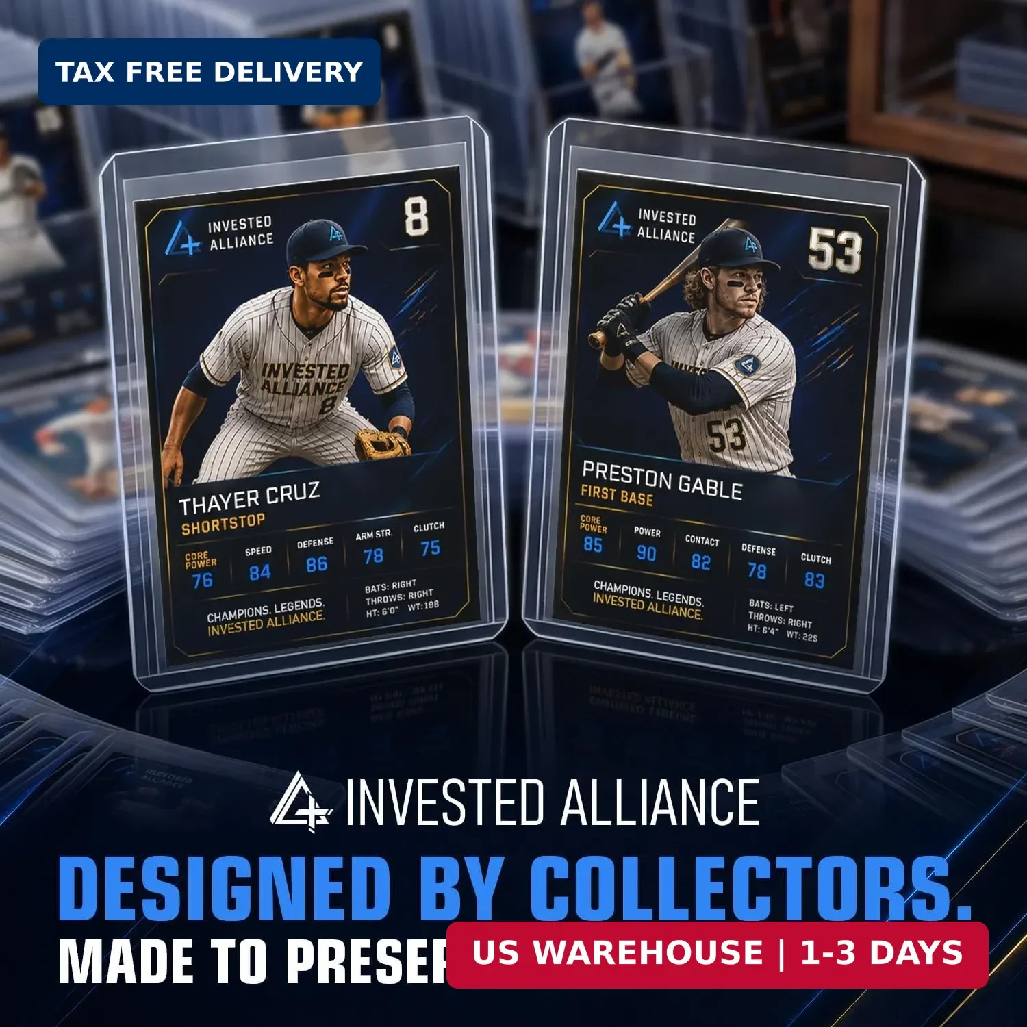 Invested Alliance 200-Pack Toploaders & Card Sleeves – 100 Crystal-Clear 35PT To