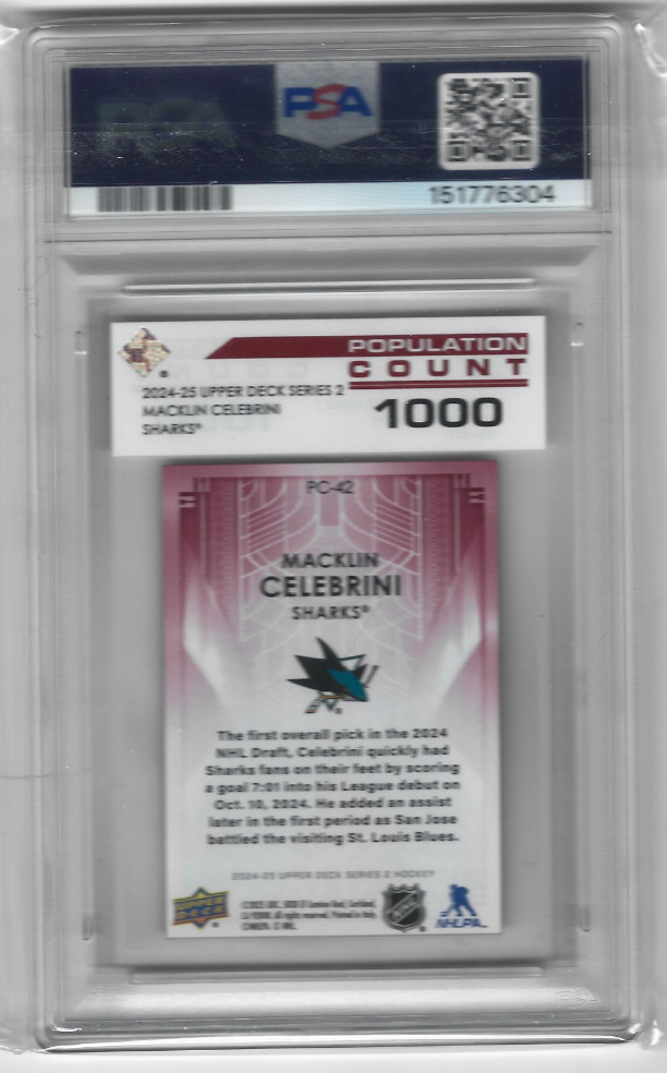 2024-25 Series 2 Population Count 1000 Macklin Celebrini PSA 9 MINT
