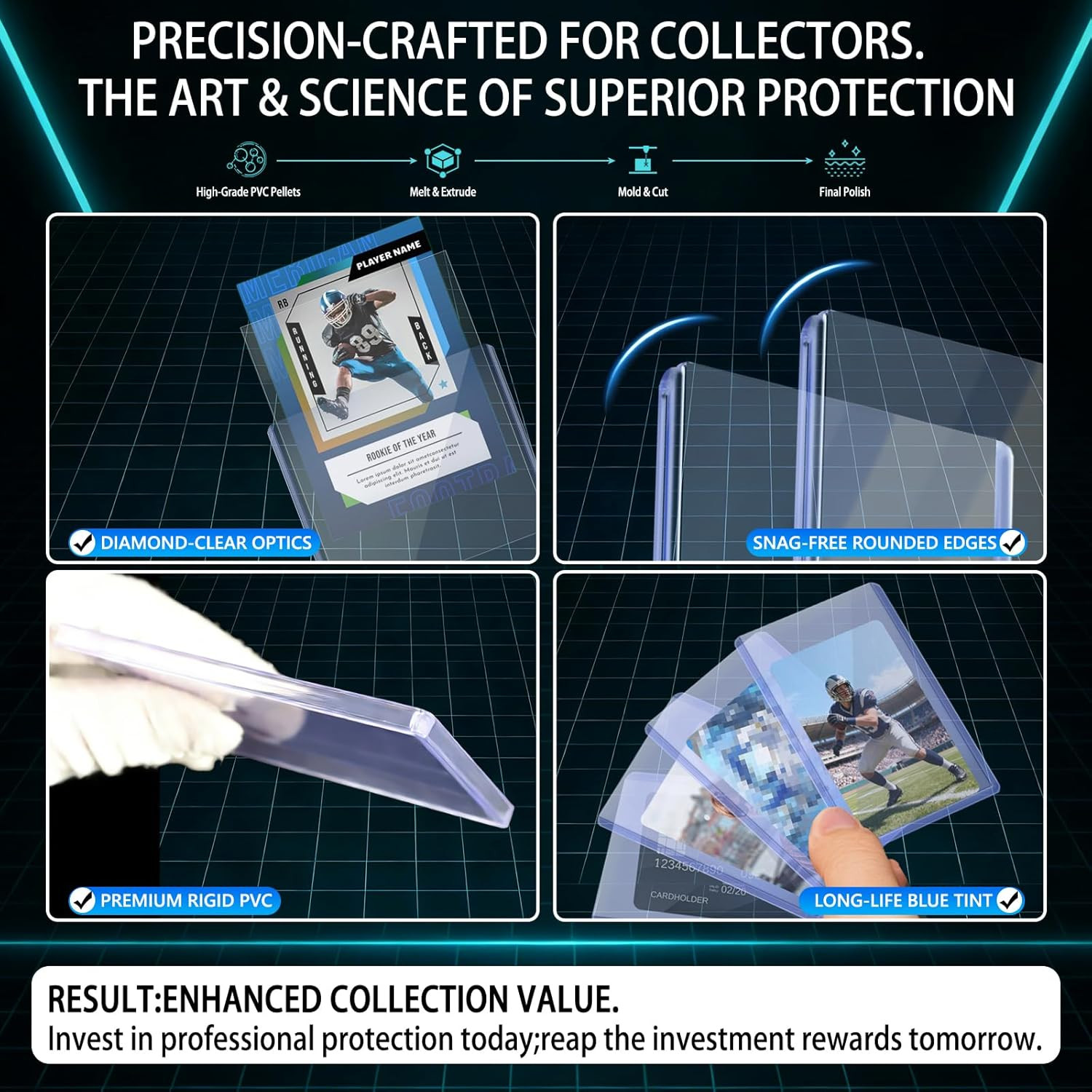 DEDC 200 Toploader and Penny Sleeves Bundle – 3″ X 4″ Rigid Hard Sleeves & Acid-