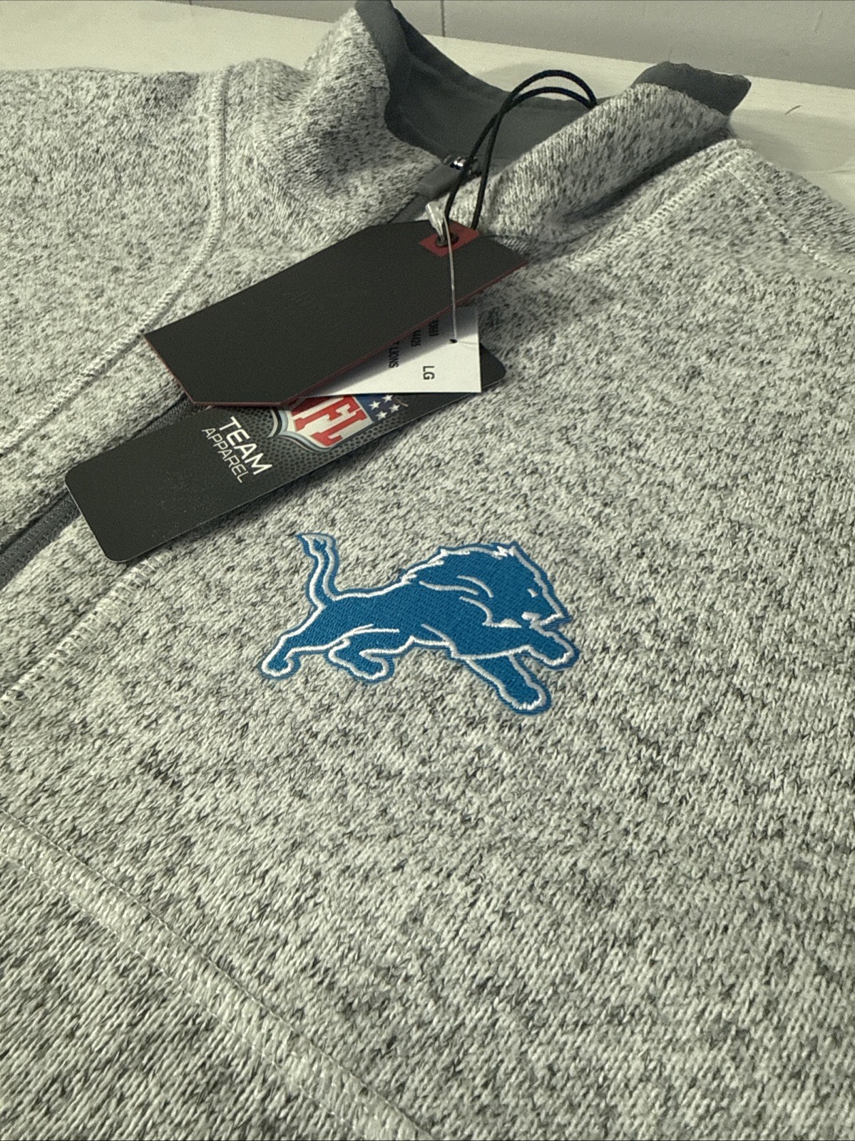 New Antigua Detroit Lions Fortune 1/4 Zip NFL Pullover Jacket Heather LARGE $115