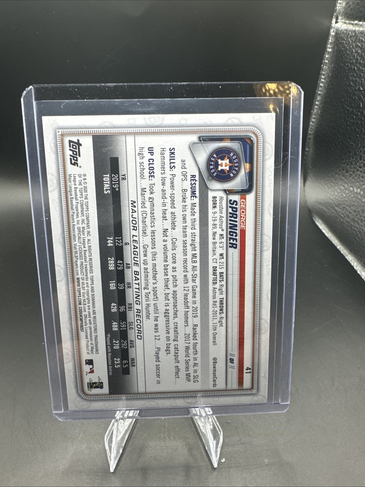 2020 Bowman – George Springer #41 Yellow /75