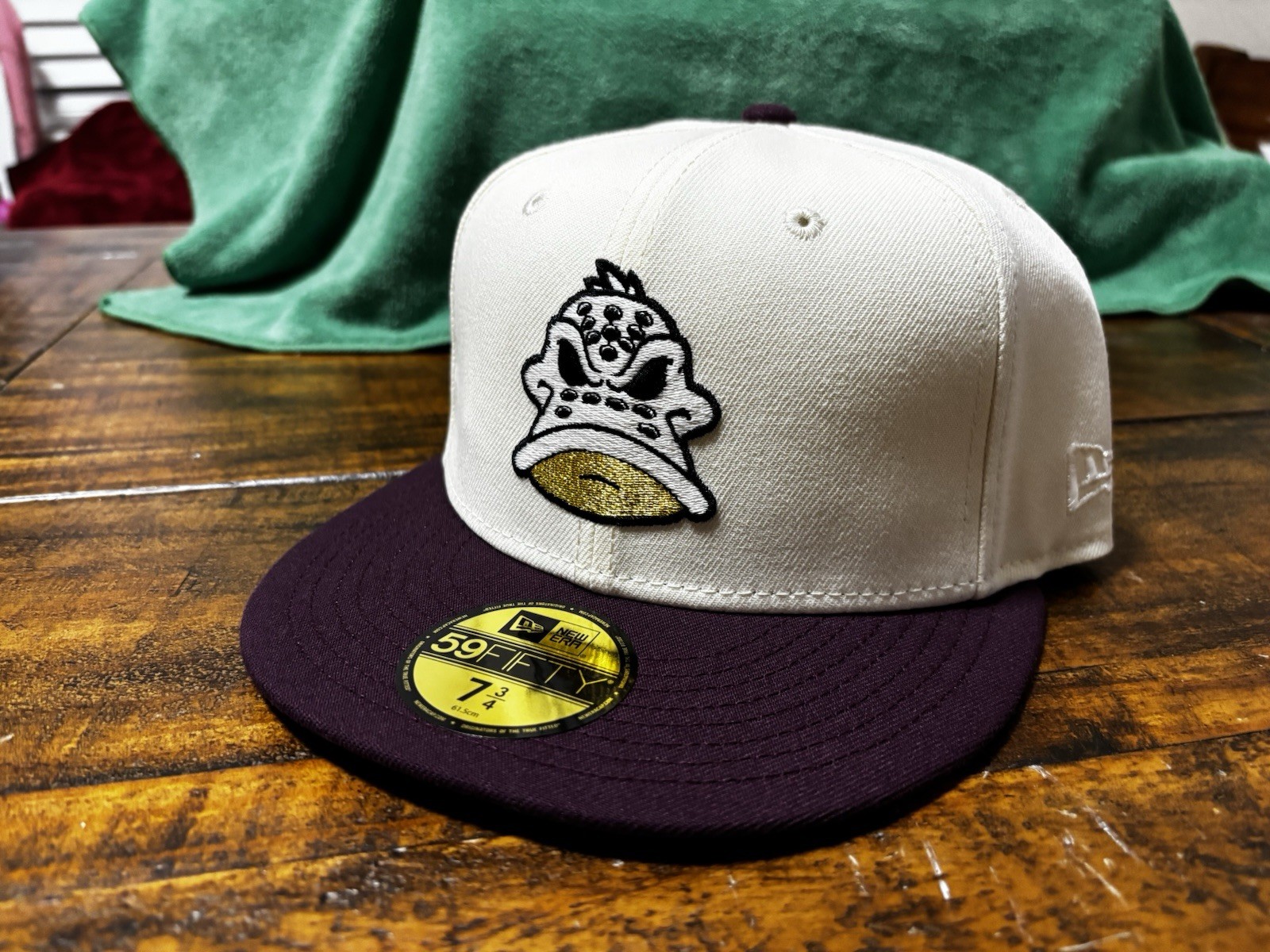 Anaheim Mighty Ducks Off White Plum New Era Fitted 7 3/4 Green Glow In The Dark