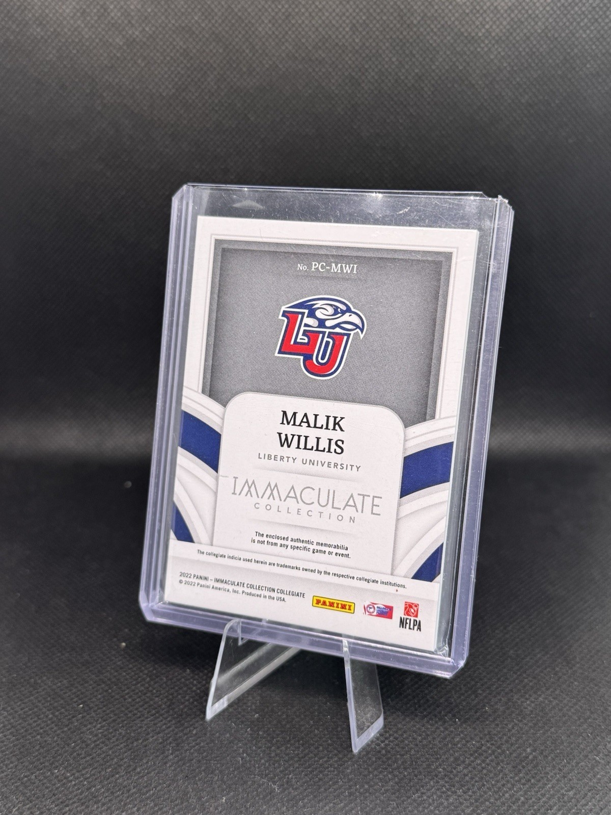 Malik Willis 2022 Immaculate Player Caps Patch /42 #PC-MWI Liberty Dolphins