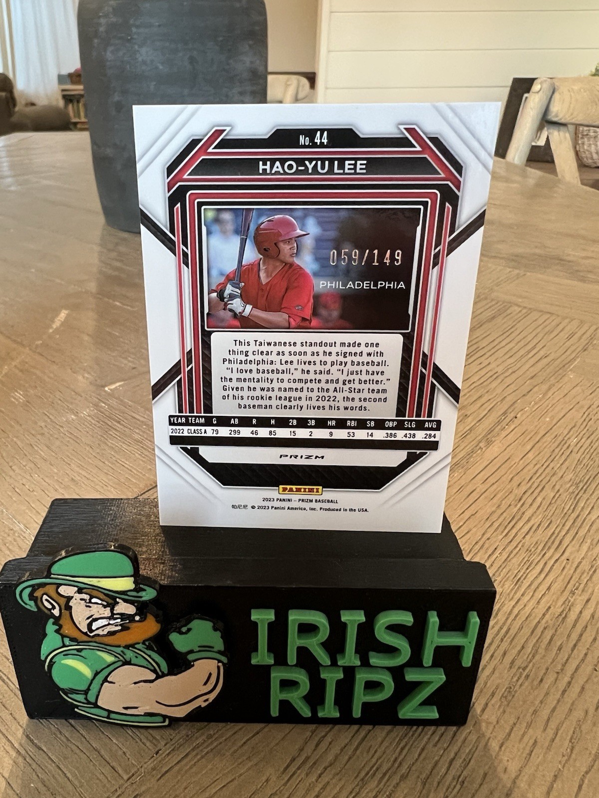 2023 Panini Prizm – Hao-Yu Lee #44 Blue Prizm /149 (RC) – Detroit Tigers