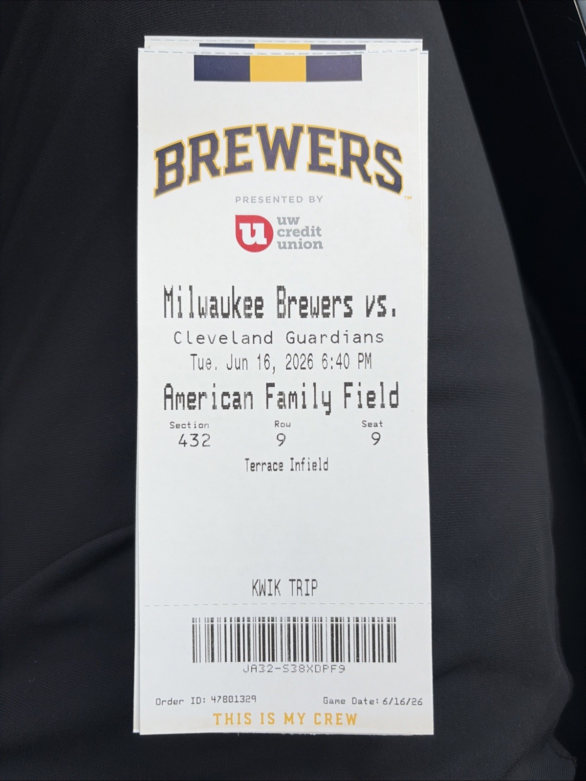 Cooper Pratt MLB Debut Ticket IN HAND Milwaukee Brewers Star Prospect 6/16/2026