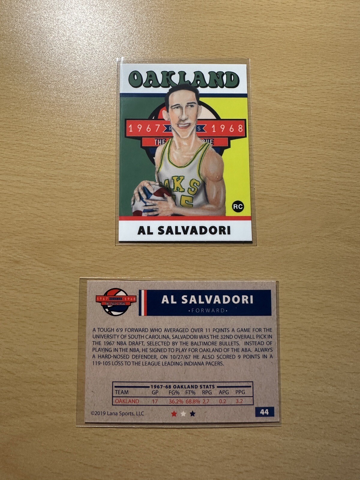 2019 1967-68 Lana Sports ABA #44 AL SALVADORI Rookie RC Oakland Oaks