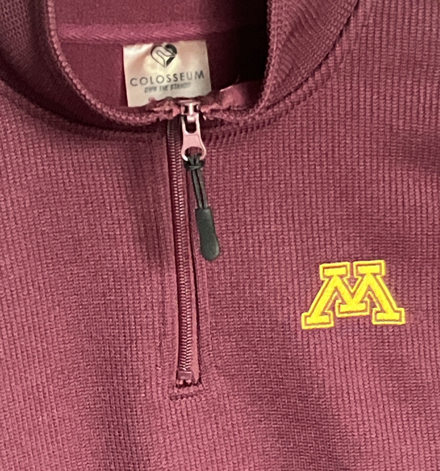 Minnesota Golden Gophers Women’s M 1/4 Zip Waffle Knit Pullover Logo Maroon