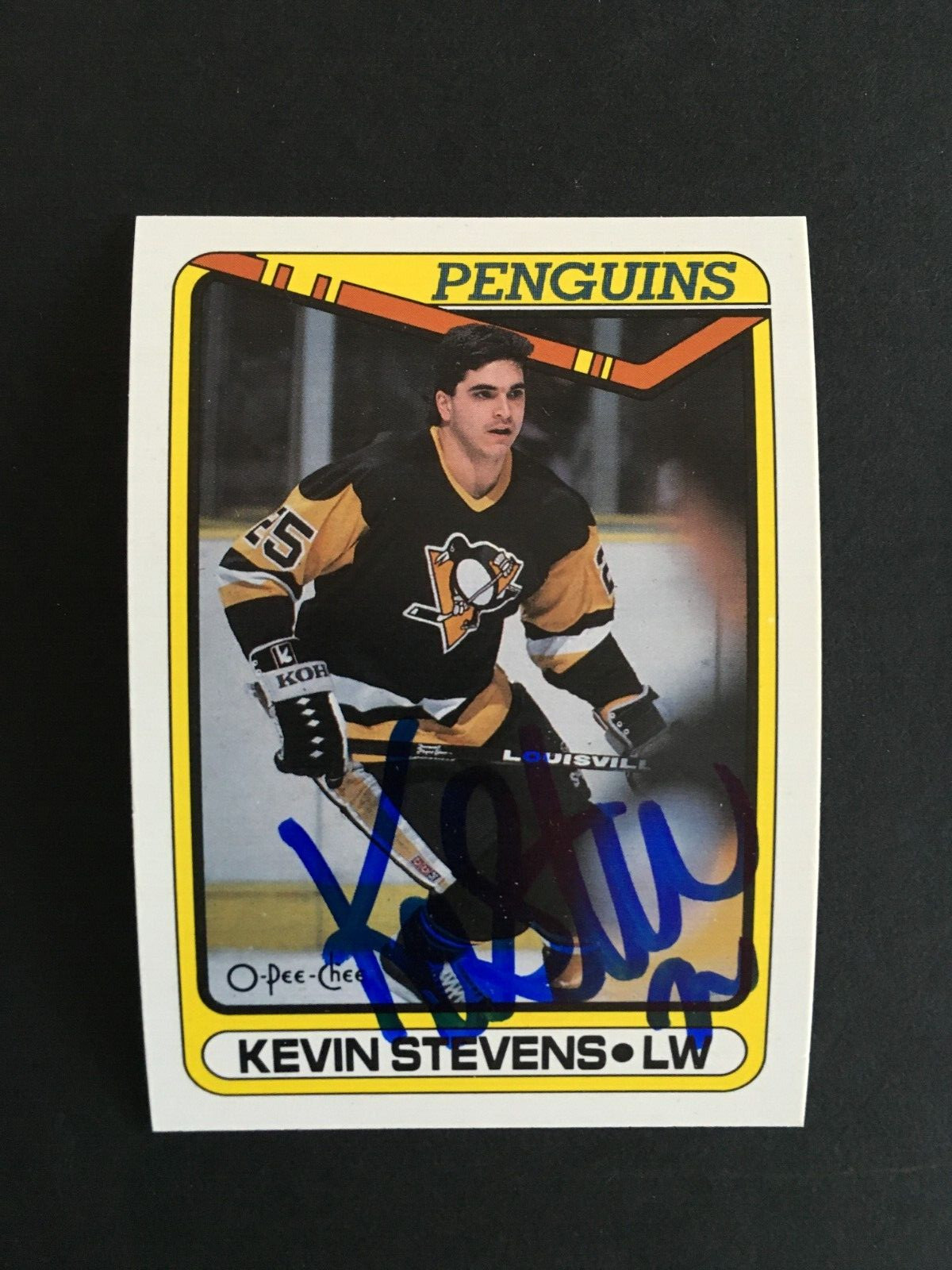 1990-91 O-PEE-CHEE #360 KEVIN STEVENS AUTOGRAPHED ROOKIE CARD