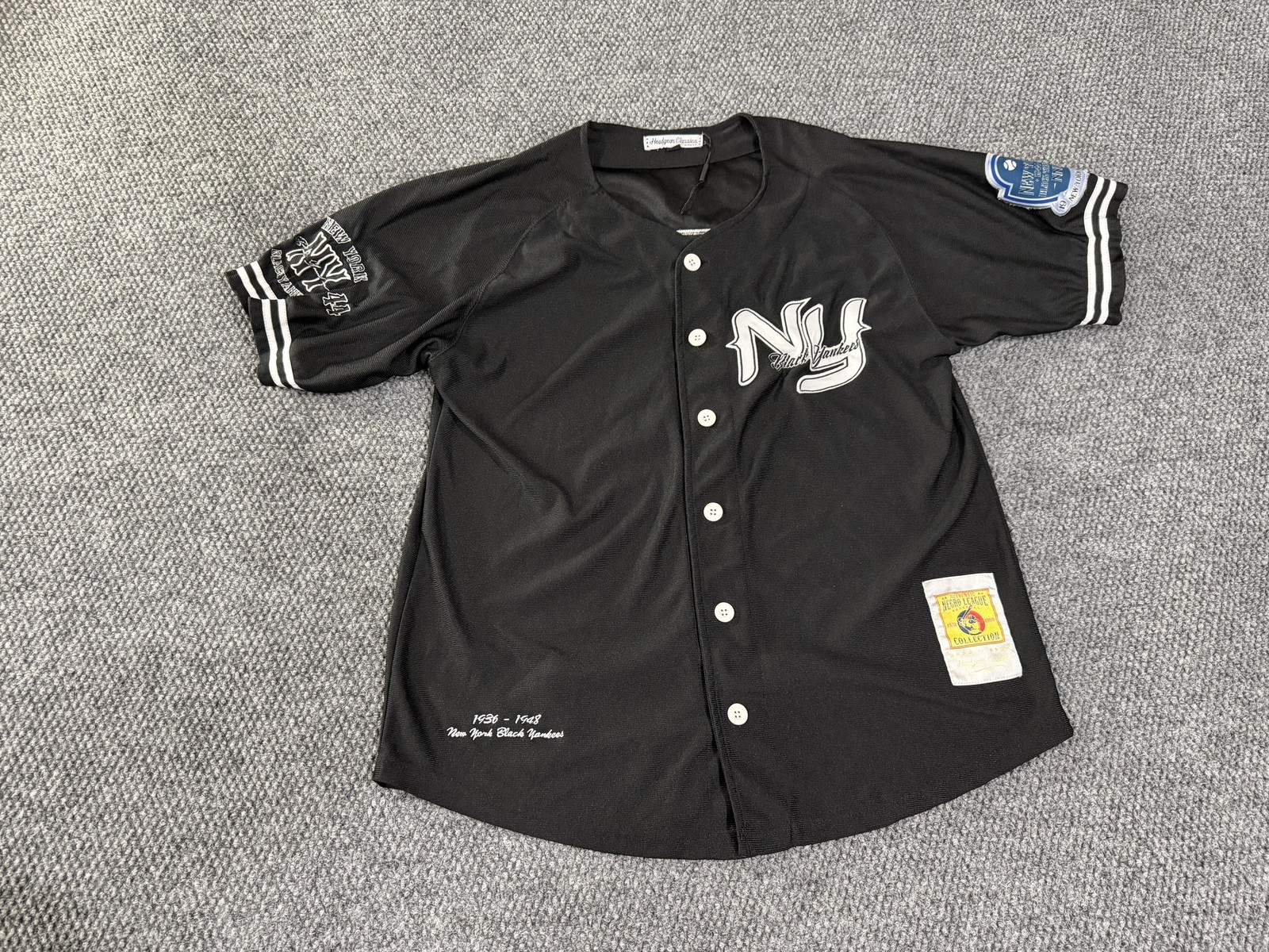 New York Black Yankees Jersey Mens Medium Black Negro Leagues Baseball Headgear