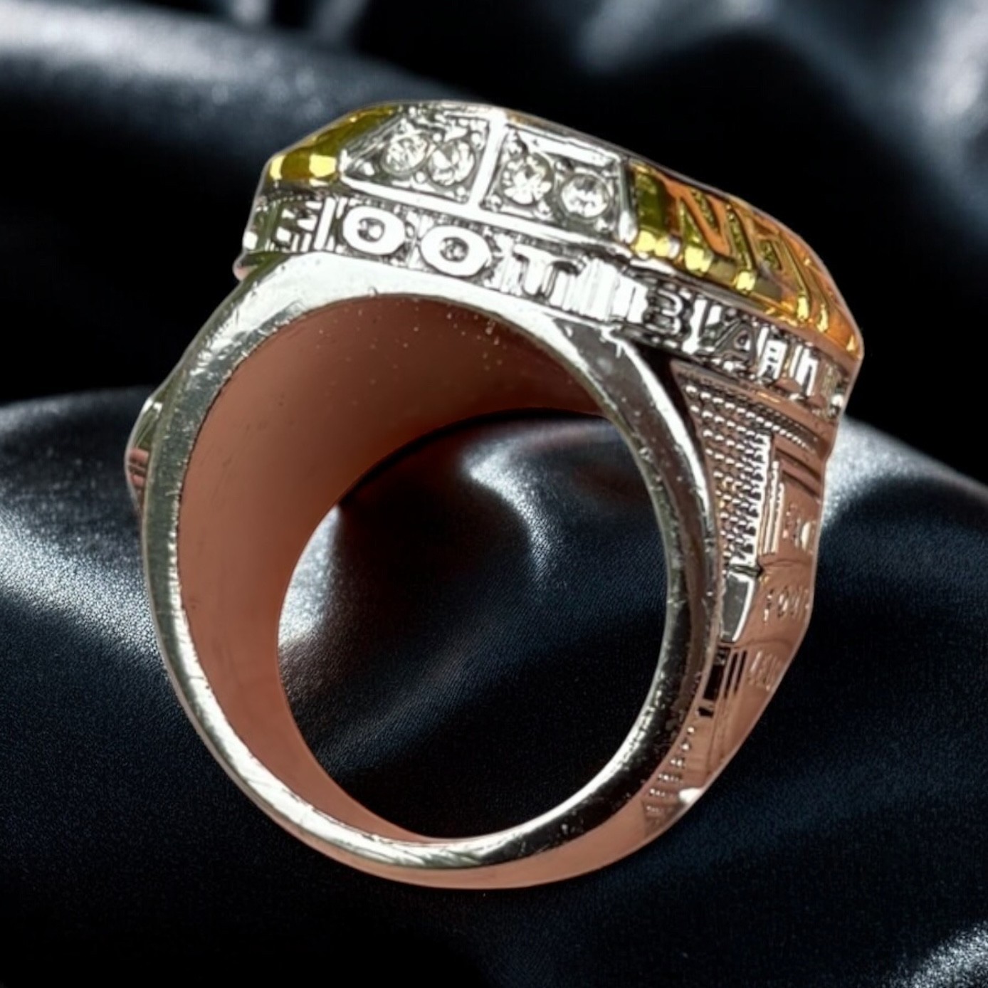 2025 Fantasy Football Championship Ring Gold + Silver Tone Light Blue stones