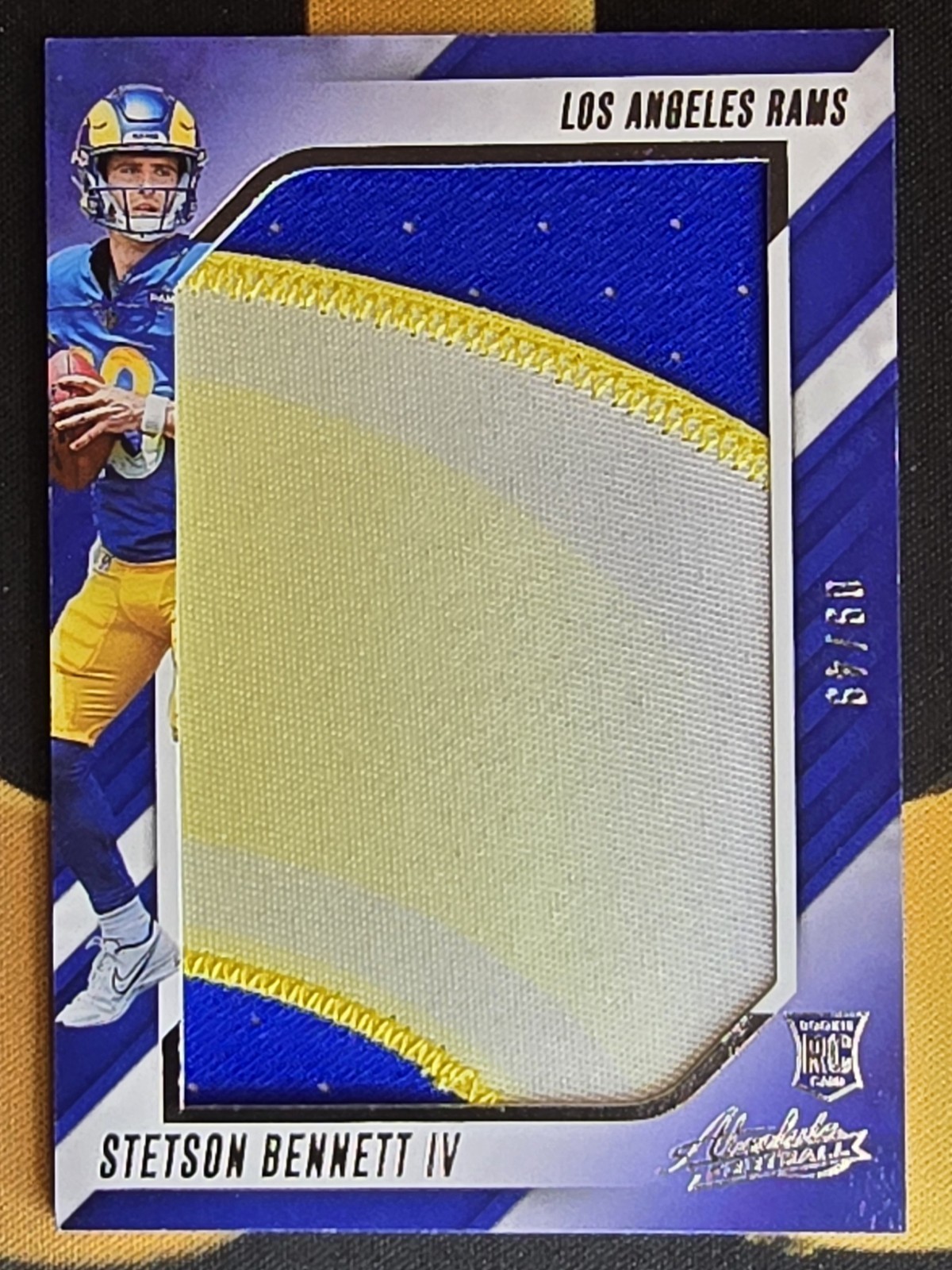 Stetson Bennett IV Rams Rookie Jumbo Jersey Patch Blue #/49 2023 Panini Absolute