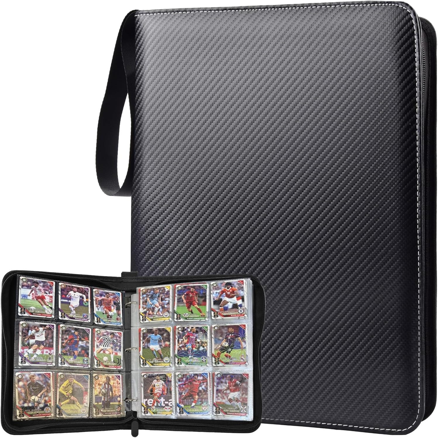 Portable 9-Pocket Trading Card Binder, Holds 1080 Cards with 60 Removable Double