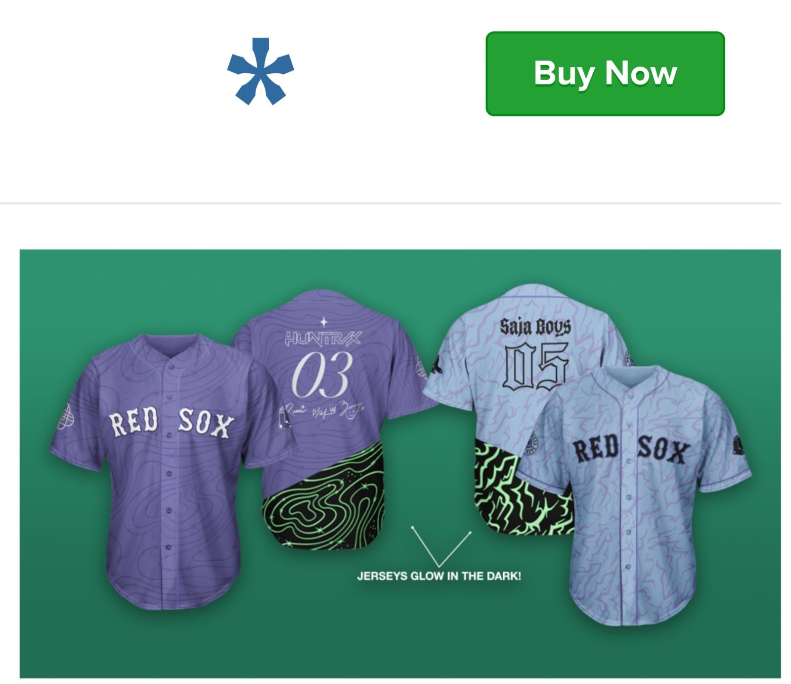 PRESALE: Red Sox KPOP Demon Hunters Glow-in-the-Dark Jersey Fenway Exclusive