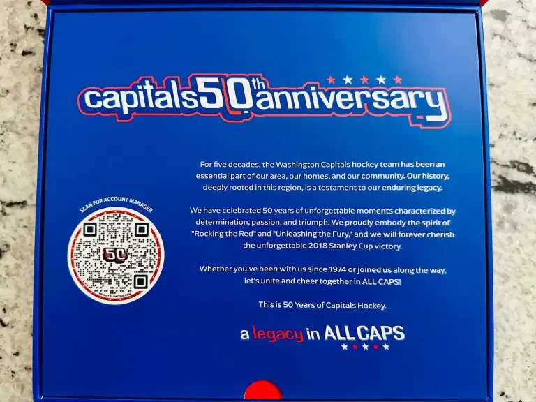 Washington Capitals 50th Anniversary Gift Box Patch Pins Puck Ticket New