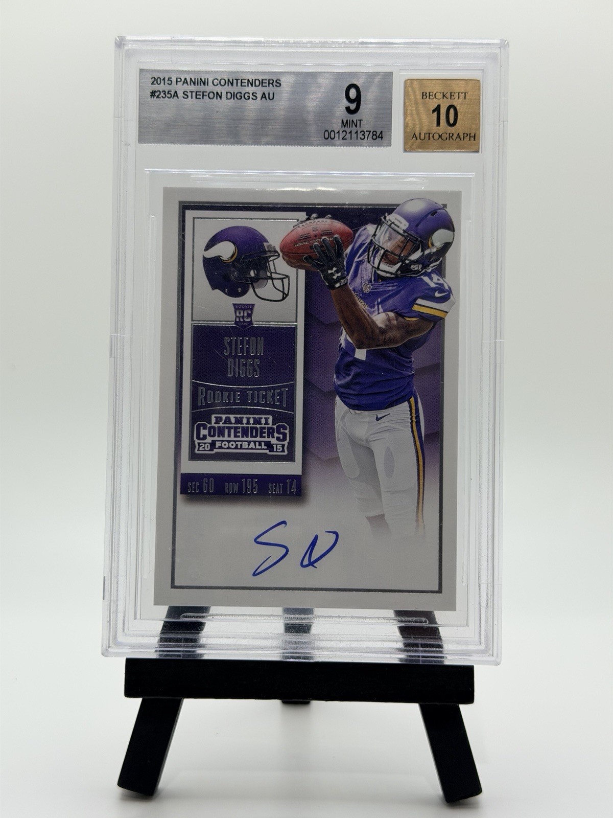 Panini 2015 Contenders Stefon Diggs Rookie Ticket RPS Auto #235 BGS 9/10