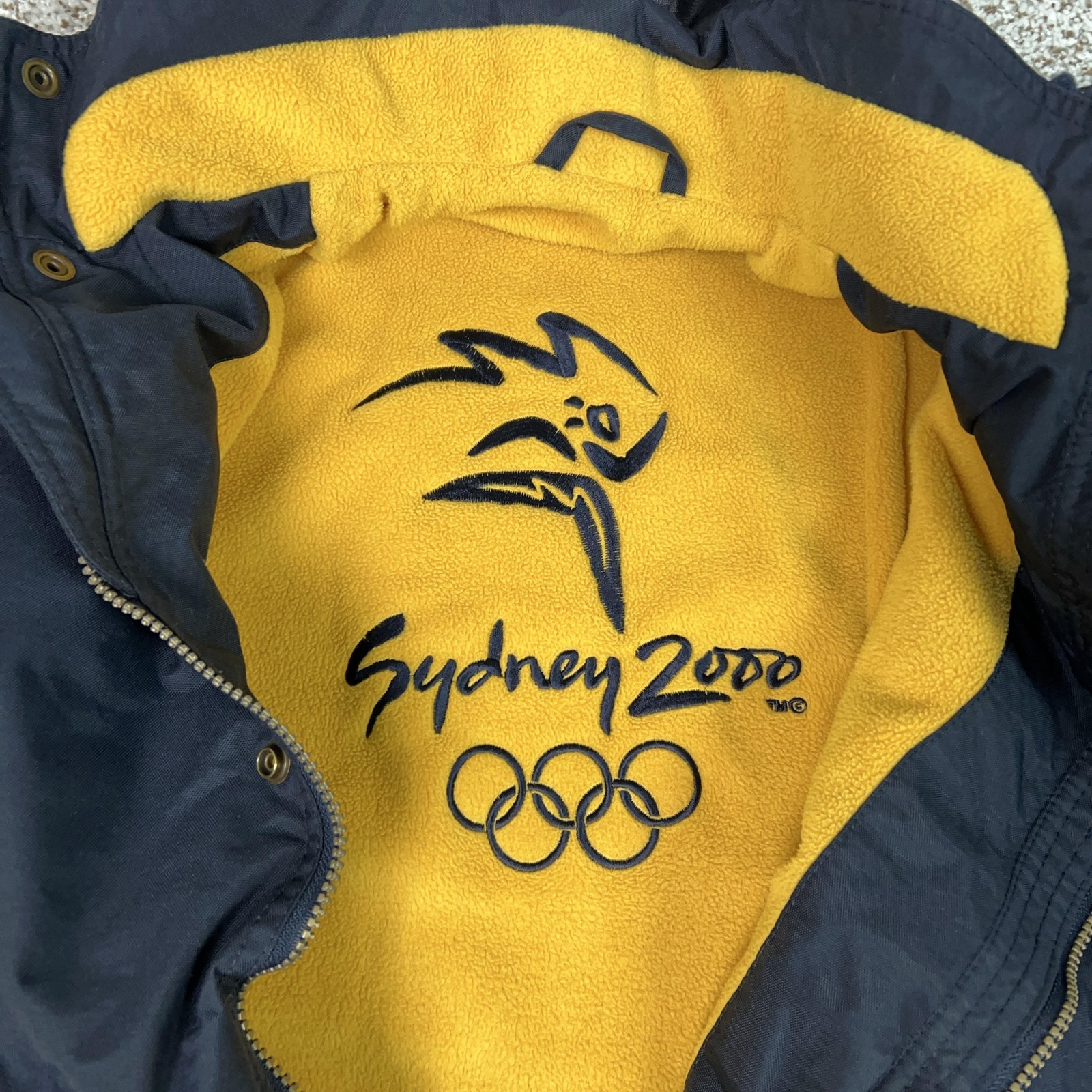 Vintage Line 7 Sydney 2000 Olympics Jacket Mens Large Blue Hooded Fleece Lined