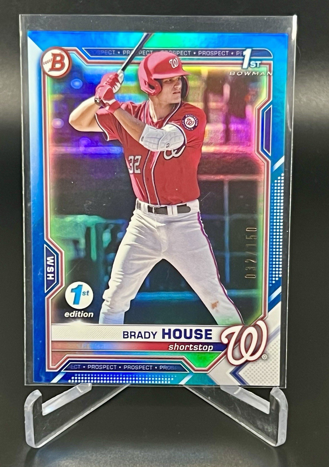 2021 Bowman Draft 1st Edition Blue Foil /150 Brady House #BD-186 #32 / 150 Jsy #